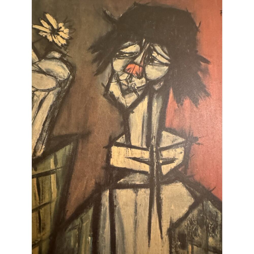 Vintage 60-70’s painting of man with flower, wood, Signed Fernandez Diaz, 24x12…